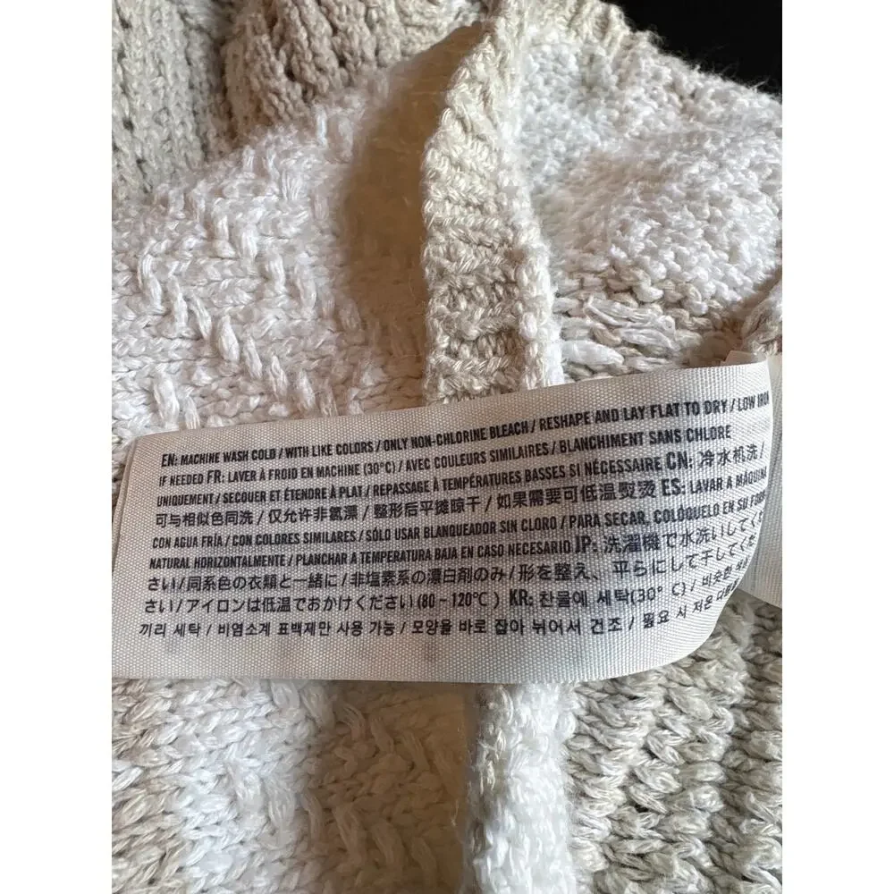 Abercrombie KIDS Color Block Tan Cream Crop Knit Sweater SS Hooded Girls 11/12